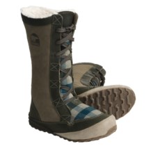 Sorel MacKenzie Lace Holiday Winter Boots - Tall, Fleece Lined (For Women) in Sage/Buffalo - Closeouts
