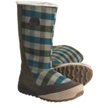 Sorel MacKenzie Slip Holiday Winter Boots - Tall, Fleece-Lined (For Women) in Peat Moss/Deep Teal - Closeouts