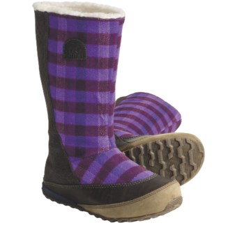Sorel MacKenzie Slip Holiday Winter Boots - Tall, Fleece Lined (For Women) in Stout/Royal Purple