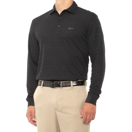 Greg Norman Space-Dye Golf Polo Shirt - Long Sleeve (For Men) - BLACK (XL )