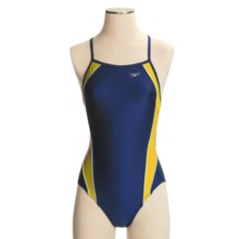 Speedo Axcel Team Splice Swimsuit - 1-Piece, Axcel Back (For Women) in Navy/Gold - Closeouts