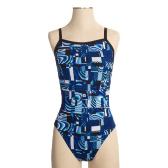 Speedo Cubicle Flyback Swimsuit - 1-Piece (For Women) in Blue