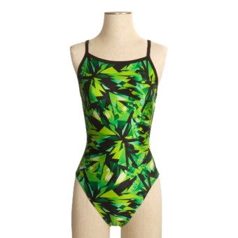 Speedo Shattered Glass Swimsuit - 1-Piece, Flyback (For Women) in Kelly Green