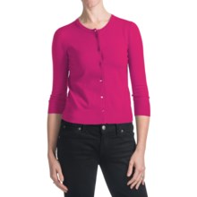 Spense Knits Crew Neck Cardigan Sweater - Button Front, Long Sleeve (For Women) in Beet - Closeouts