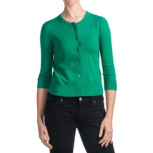 Spense Knits Crew Neck Cardigan Sweater - Button Front, Long Sleeve (For Women) in Green Crush - Closeouts