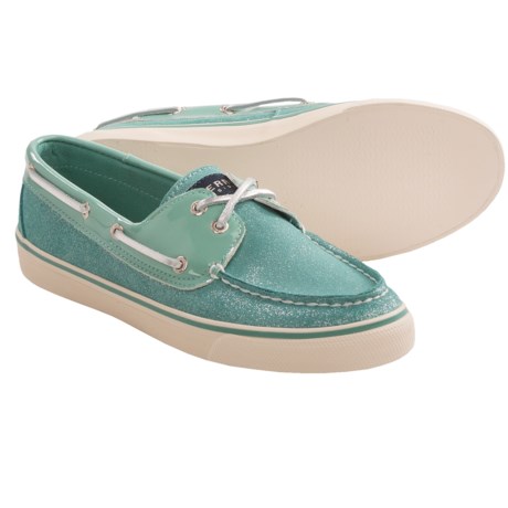 Sperry Top Sider Bahama Boat Shoes For Women In Turquoise Sparkle