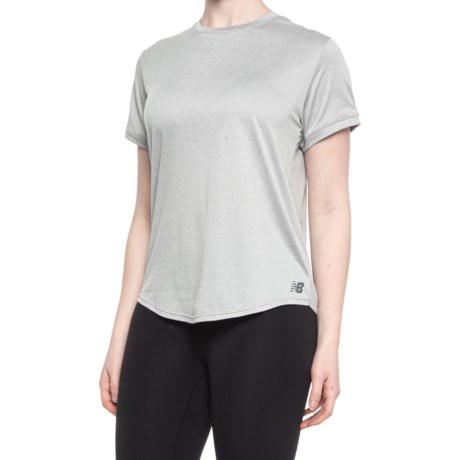 New Balance Sport Heathered T-Shirt - Short Sleeve (For Women) - ATHLETIC GREY (L )