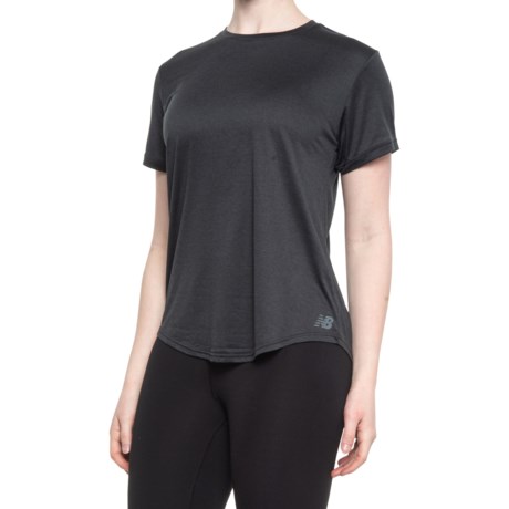 New Balance Sport Heathered T-Shirt - Short Sleeve (For Women) - BLACK HTHR (L )