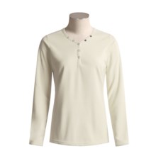 Sportif USA Icicle Fleece Henley Shirt - Long Sleeve, Snap Front (For Women) in Meringue - Closeouts