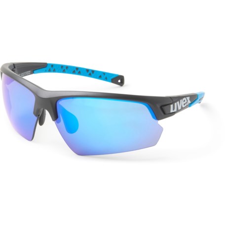 Uvex Sportstyle 224 Race Sunglasses - Mirror Lenses (For Men and Women) - MATTE BLACK/MIRROR BLUE ( )