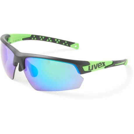 Uvex Sportstyle 224 Sunglasses - Mirror Lenses (For Men and Women) - BLACK MATTE GREEN/MIRROR GREEN ( )