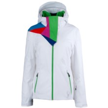 Spyder Power Ski Jacket - Waterproof, Insulated (For Women) in White/Classic Green - Closeouts