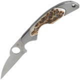 Spyderco Kiwi Folding Pocket Knife - Straight Edge, Stag Handle, Non-Locking