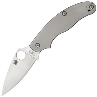 Spyderco UK Penknife Folding Pocket Knife - Straight Edge, Titanium Handle, Non-Locking in See Photo
