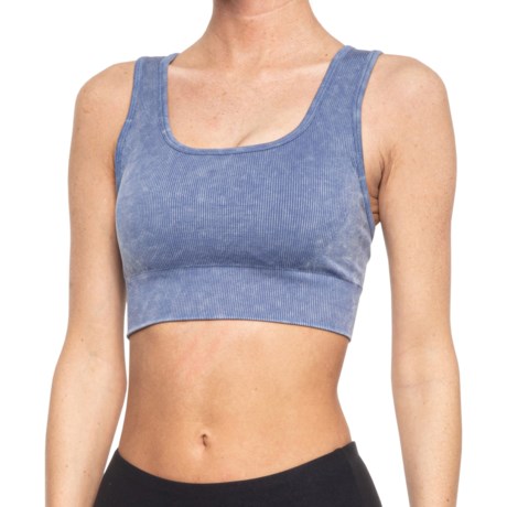 90 DEGREES Square Neck Stonewashed Seamless Bra Top (For Women) - DITCH DENIM (S )