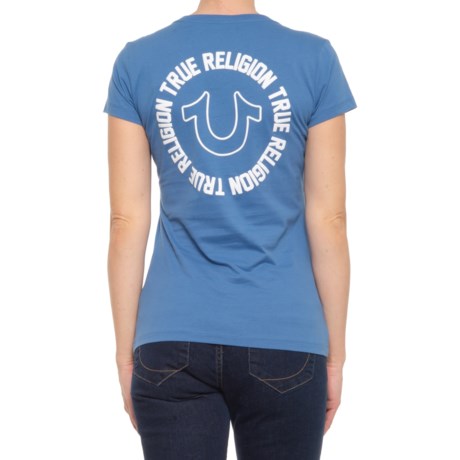 True Religion Stamp Slim V-Neck T-Shirt - Short Sleeve (For Women) - FEDERAL BLUE (XS )