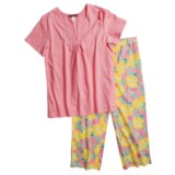Stan Herman Jersey Knit Pajamas - Printed Pants, Short Sleeve (For Women)