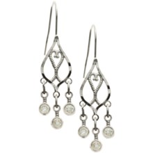 Stanley Creations 10K White Gold Chandelier Earrings - Cubic Zirconia in White Gold - Closeouts