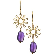 Stanley Creations 14K Gold-Plated Flower Earrings - Amethyst in Gold/Amethyest - Closeouts