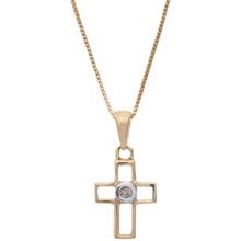 Stanley Creations 14K Gold Small Cross Necklace - Diamond Accent in Gold - Closeouts