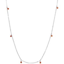 Stanley Creations Bead Station Necklace - Sterling Silver in Sterling Silver/Carnelian - Closeouts