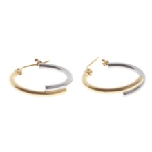 Stanley Creations Bypass Hoop Earrings - 14K Gold in White Gold/Yellow Gold - Closeouts