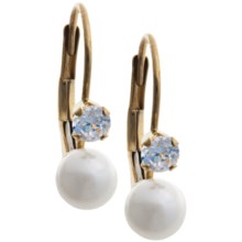 Stanley Creations Cubic Zirconia and Pearl Earrings - 14K Gold in Gold - Closeouts