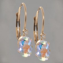 Stanley Creations Diamond Accent Lever-Back Earrings - 14K Gold in Oval Mystic Topaz - Closeouts