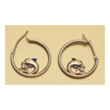 Stanley Creations Dolphin Hoop Earrings - 10K Gold, Cubic Zirconia in Gold - Closeouts