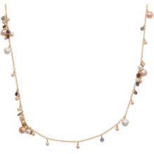 Stanley Creations Long Gemstone Cluster Necklace in Gold W/Smokey Quartz /Lolite & Pearl - Closeouts