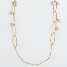 Stanley Creations Long Pink Pearl Necklace - 4.5mm in Gold/Pink Pearl - Closeouts