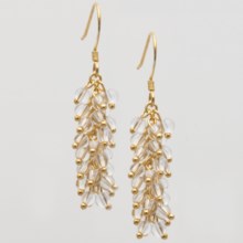 Stanley Creations Lucite Cluster Drop Earrings in Gold W/Clear Lucite - Closeouts