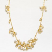Stanley Creations Pearl and Citrine Cluster Necklace in Gold W/Citrine/Pearl - Closeouts