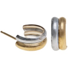 Stanley Creations Polished Hoop Earrings - Two-Tone 14K Gold, 1/2” in White Gold/Yellow Gold - Closeouts