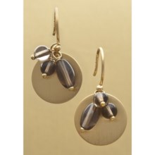 Stanley Creations Quartz Disc Drop Earrings in Gold W/Smokey Quartz - Closeouts