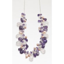 Stanley Creations Rose Quartz, Amethyst and Pearl Necklace in Ss/Rose Qz/Amethyst/Prl - Closeouts