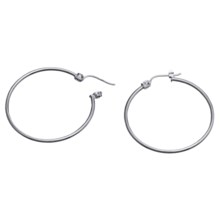 Stanley Creations Thin Hoop Earrings - 14K White Gold, 1-1/8” in White Gold - Closeouts