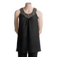 Status by Chenault Pebble Tunic Shirt - Embellished Neckline, Short Sleeve (For Women) in Black - Closeouts
