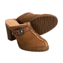 Stetson Bling Buckle Mules - Shearling (For Women) in Tan - Closeouts
