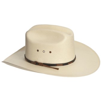 Stetson Cattleman Oval Cowboy Hat - Shantung Straw (For Men and Women) in Natural/Charcoal