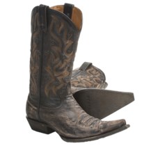 Stetson Fashion Snip Toe Cowboy Boots (For Men) in Black/Grey Distress - Closeouts