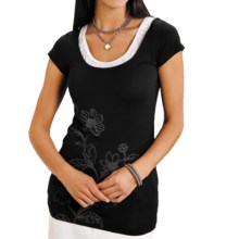 Stetson Floral Burnout Shirt - Faux-Racerback Inset, Short Sleeve (For Women) in Black - Closeouts
