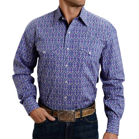 Stetson Printed Poplin Shirt Snap Front Long Sleeve For Men