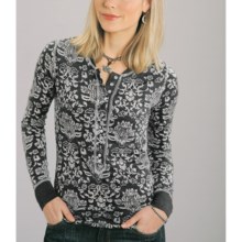 Stetson Tapestry Burnout Henley Shirt - Long Sleeve (For Women) in Grey - Closeouts