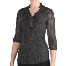 Stetson Textured Chiffon Shirt - 3/4 Sleeve (For Women) in Black - Closeouts