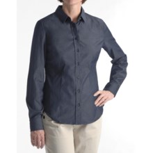 Stretch Cotton Collar Shirt - Long Sleeve (For Women) in Indigo - 2nds