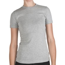 Stretch Cotton Shirt - Crew Neck, Short Sleeve (For Women) in Heather Grey - 2nds