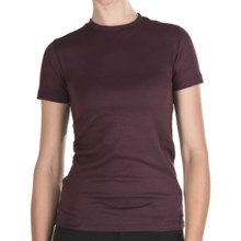 Stretch Cotton Shirt - Crew Neck, Short Sleeve (For Women) in Maroon - 2nds