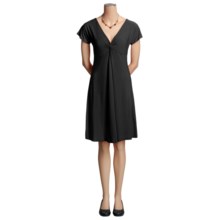 Stretch Knit Dress - V-Neck, Short Sleeve (For Women) in Black - 2nds