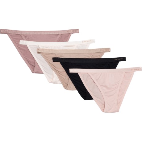 Danskin Stretch-Knit Panties - 5-Pack, Bikini Briefs (For Women) - PINK EARTH/BLACK/TAUPE SKY/FRESH PEARL/DRIED PETAL (M )